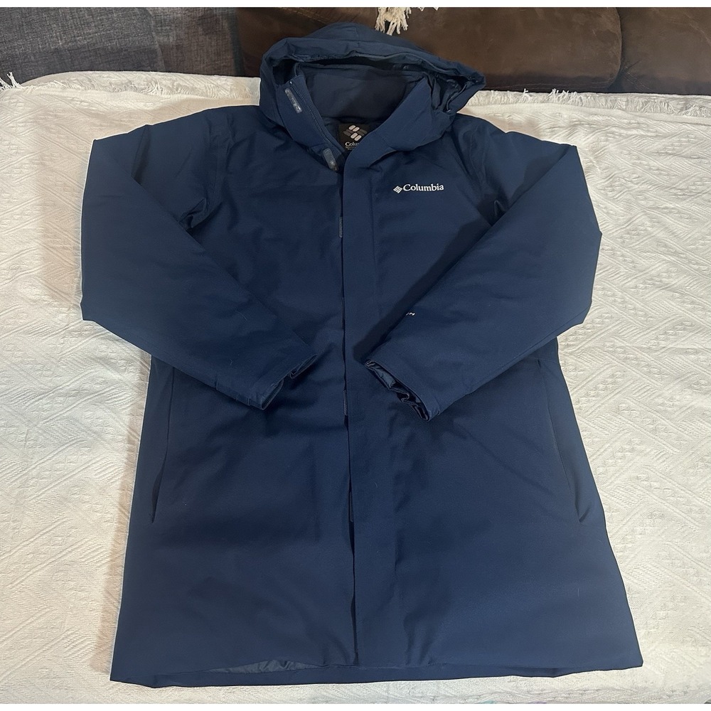 Columbia Mens Blizzard Fighter OmniTech Jacket Navy Blue Insulated Medium